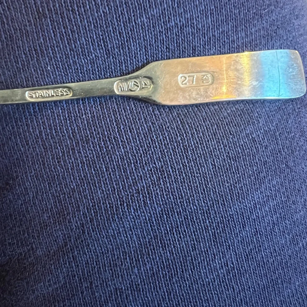 Vintage Korean Stainless Steel Spoon with Engraved Ginseng Root Handle